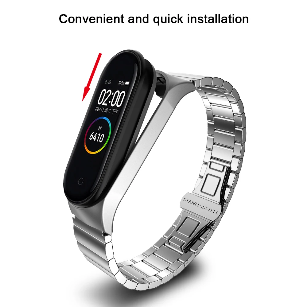 Металлический ремешок из нержавеющей стали для mi band 4, аксессуары для браслетов для Xiaomi mi Band 3, ремешок на запястье mi band 4, металлические ремешки на запястье