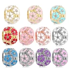 2 шт., модные браслеты с подвеской из горного хрусталя Сакура, подходят для Пандоры, для женщин, оригинальный браслет для девочек, аксессуары, ювелирное изделие, подарок