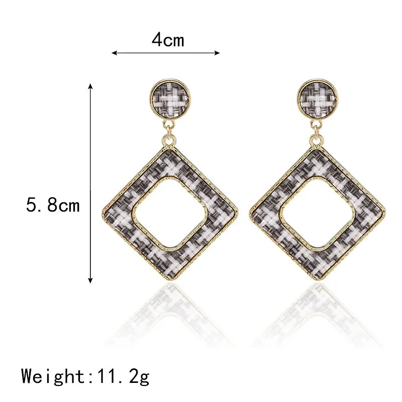 Cpop геометрические серьги-гвоздики из ткани для женщин в стиле гусиная лапка на