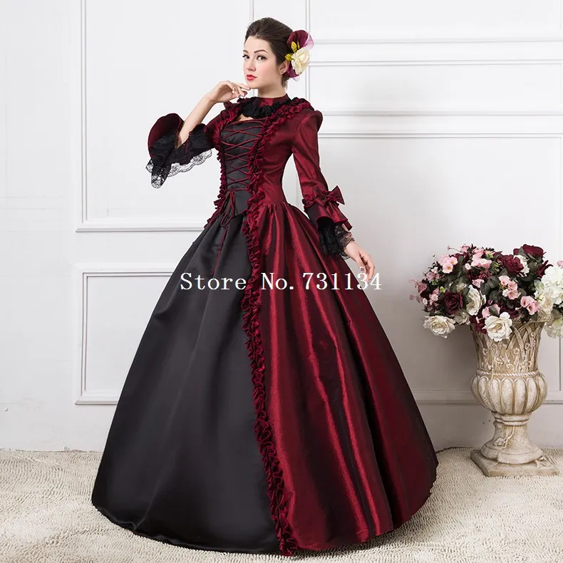 Новое поступление винно красное платье королевы вампира средневековое