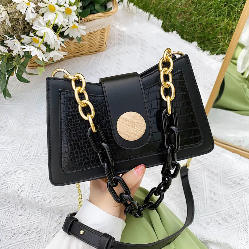 

Summer Fashion PU Leather Baguette Bags For Women 2020 Bolsos Flap Female Crossbody Bag Sac A Main Femme Designer Shoulder Bag