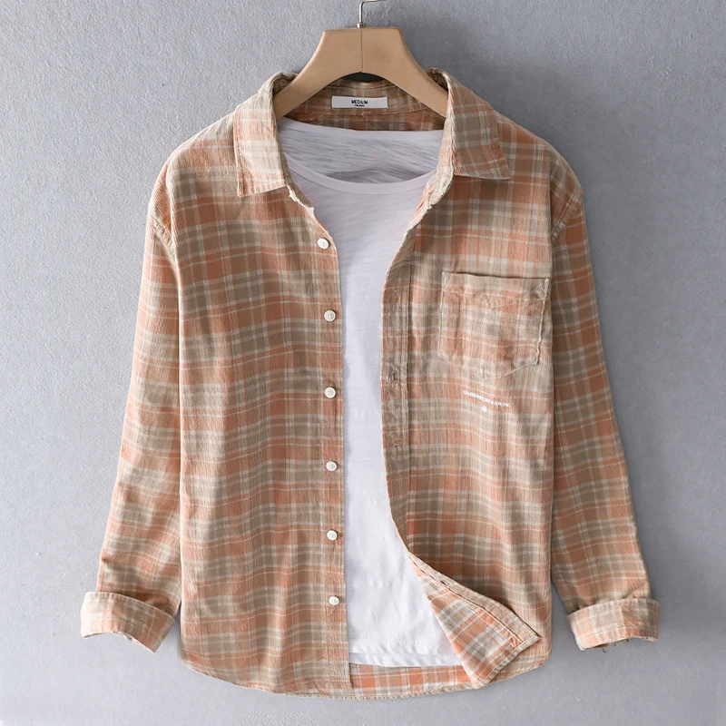 

Рубашка мужская с длинным рукавом, 100% хлопок, в клетку