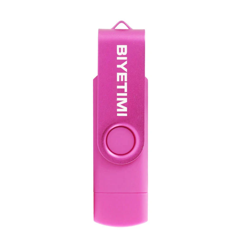 Usb флеш-накопитель BIYETIMI, 16 ГБ, 32 ГБ, 64 ГБ, для OTG, Andriod, реальная емкость, Внешняя память, Usb флешка для ПК, на заказ - Цвет: Розовый