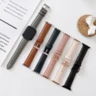 Ремешок из 2021 натуральной кожи для Apple Watch Series SE 6 5 4, тонкий стальной браслет с металлической пряжкой для iWatch 3 2 1, для мужчин и женщин