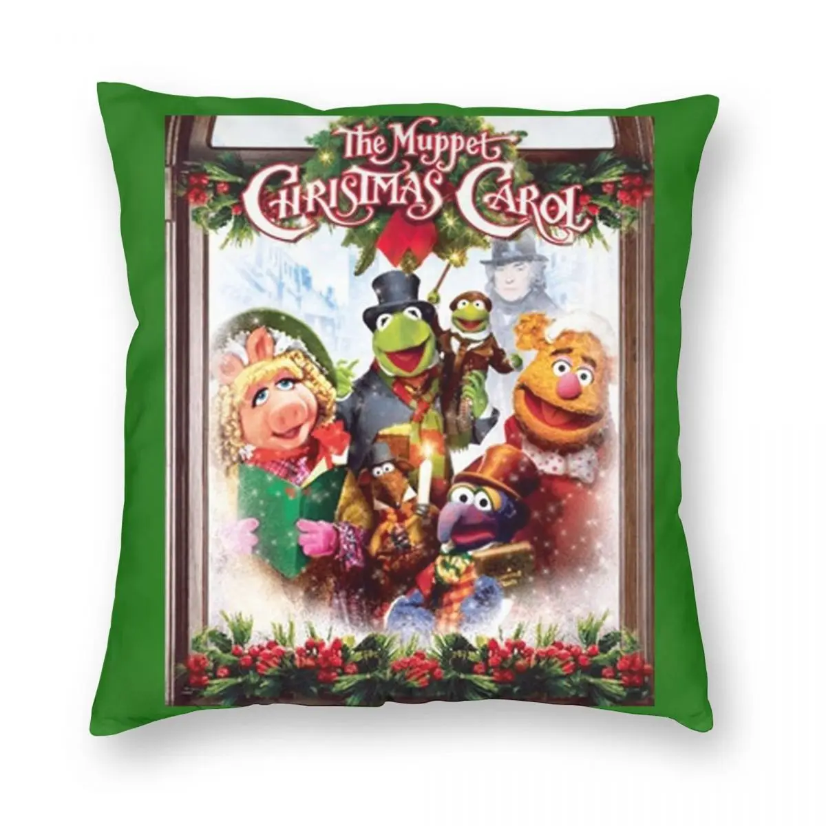

Christmas Carol Square Pillowcase Polyester Linen Velvet Printed Zip Decorative Throw Pillow Case Bed Cushion Cover