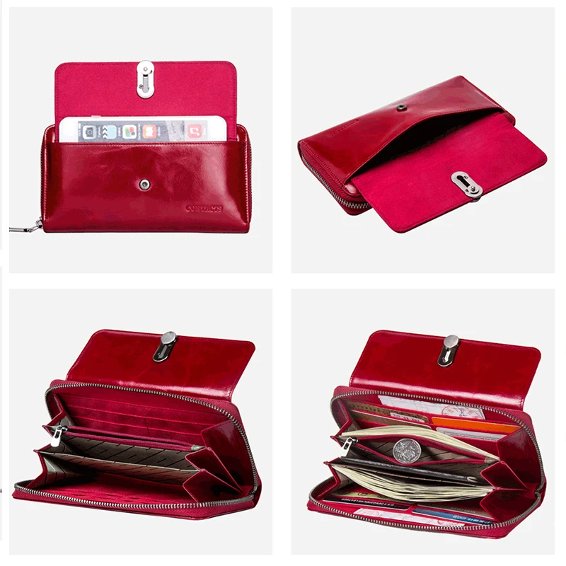 Контактный длинный женский кошелек натуральная кожа для монет Женский держатель