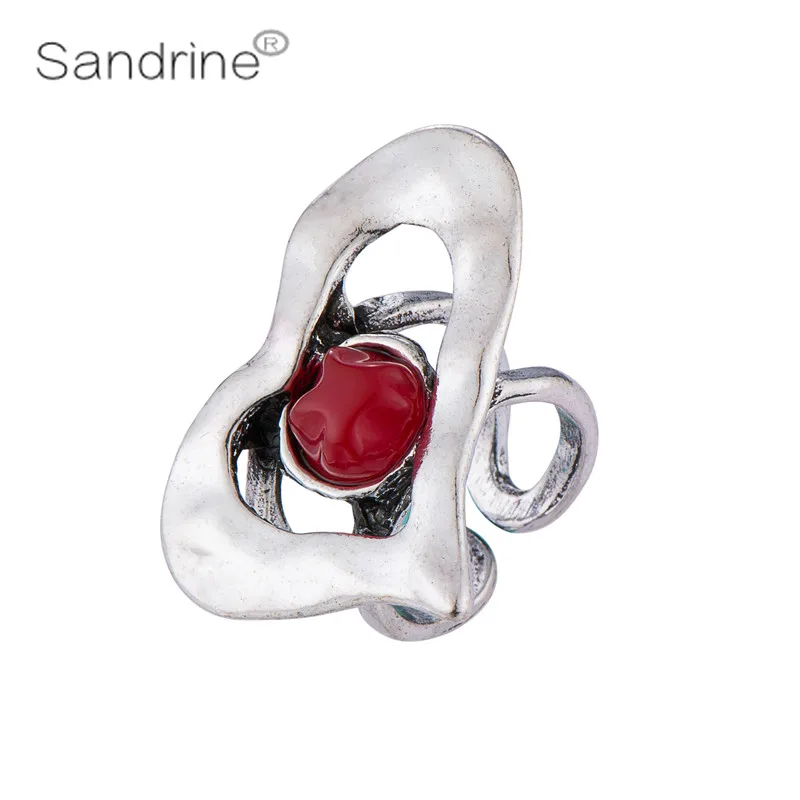 

Sandrine 2020 Best Selling Creative Charms Fashion Jewelry Vintage Best Friend Heart Adjustable Rings For Women Party Accessory