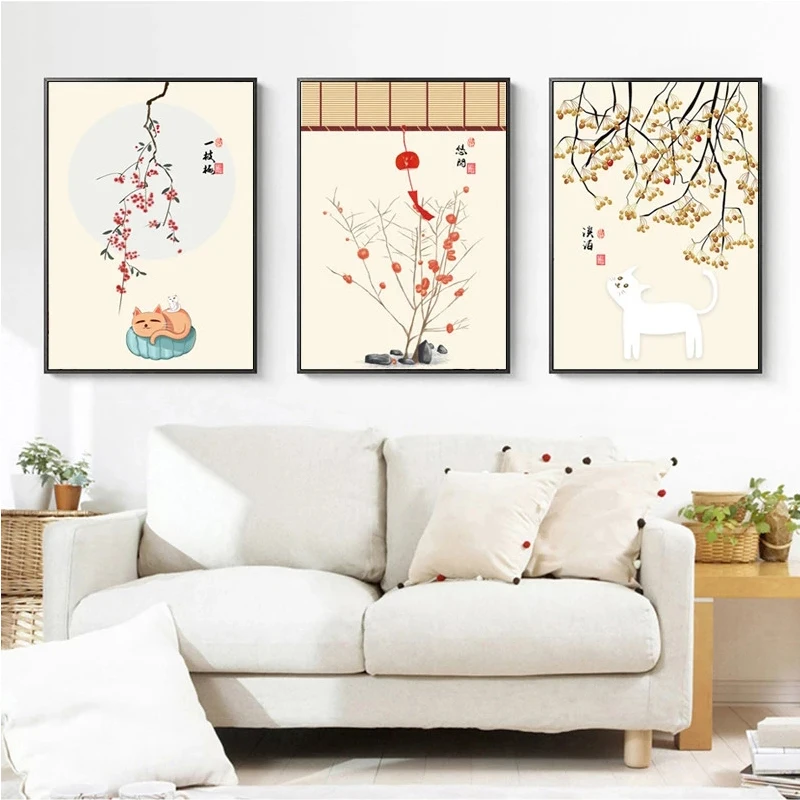 

Chinese Style Wall Art Plum Blossom Paintings Traditional Flowers Picture Canvas Posters Prints Living Room Bedroom Decoration
