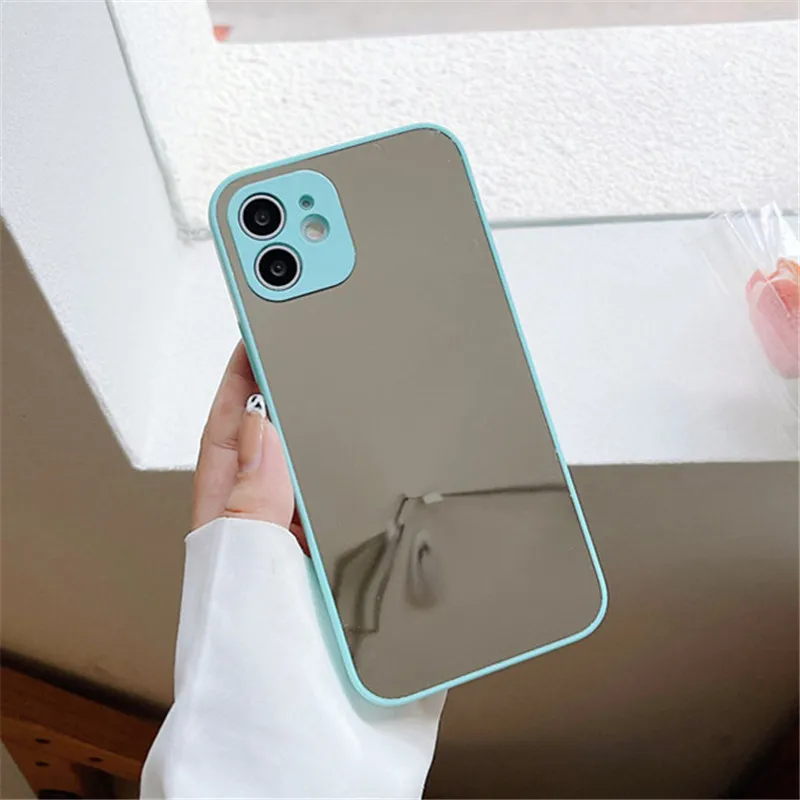 

Mirror Candy Frame Phone Case For iPhone 11 12 Mini Pro XS Max X XR 7 8 Pus SE 2020 Soft Edge Hard Back Capa Shockproof Cover
