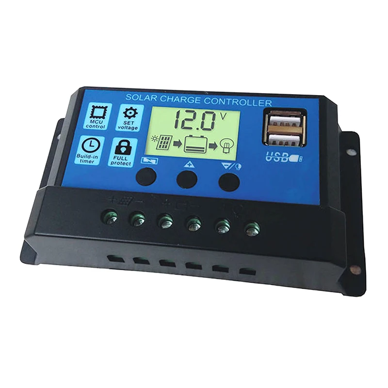 30A Панели солнечные Зарядное устройство контроллера 12V/24V Батарея регулятор Dual USB