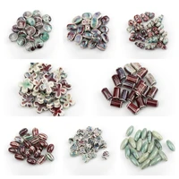 20pcs various styles green color special shaped ceramic beads diy material for necklaces bracelets 1208