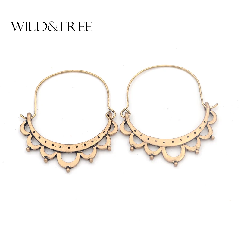 Wild & Free Винтаж полукруг выдалбливают серьги кольца цветок для женщин из цинкового