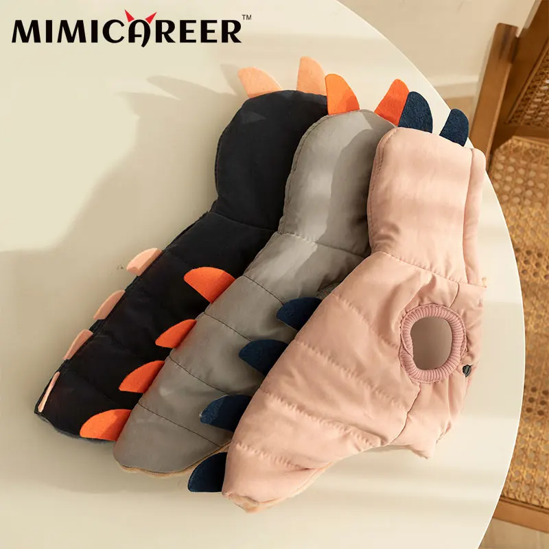 Dog Hoodie Clothes With Hat Cute Cartoon Dinosaurs Cosplay Jacket Puppy Autumn Winter Softed Suede Warm Pet Sweater Down Coat