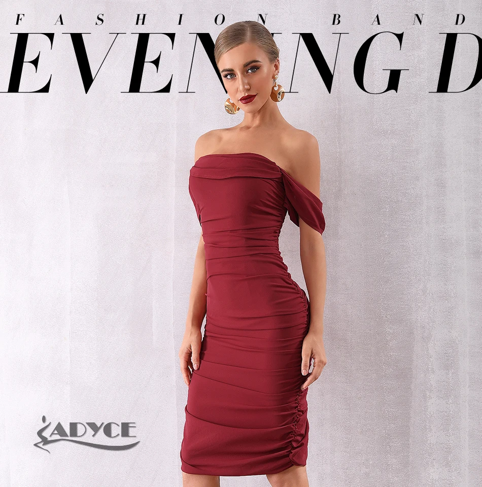 Adyce Новое модное женское Клубное платье Vestidos с открытыми плечами вечерние платья знаменитостей сексуальное ДРАПИРОВАННОЕ Кружевное облегающее платье без бретелек