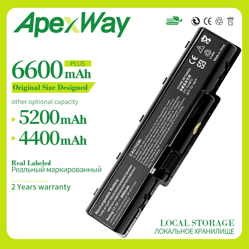 

Apexway Новый 6-элементный Аккумулятор для ноутбука Acer Aspire 5536G 5735Z 5737Z 5738DG 5738G 5738Z 5738ZG 5740DG 5740G 4315 AS07A31 MS2219