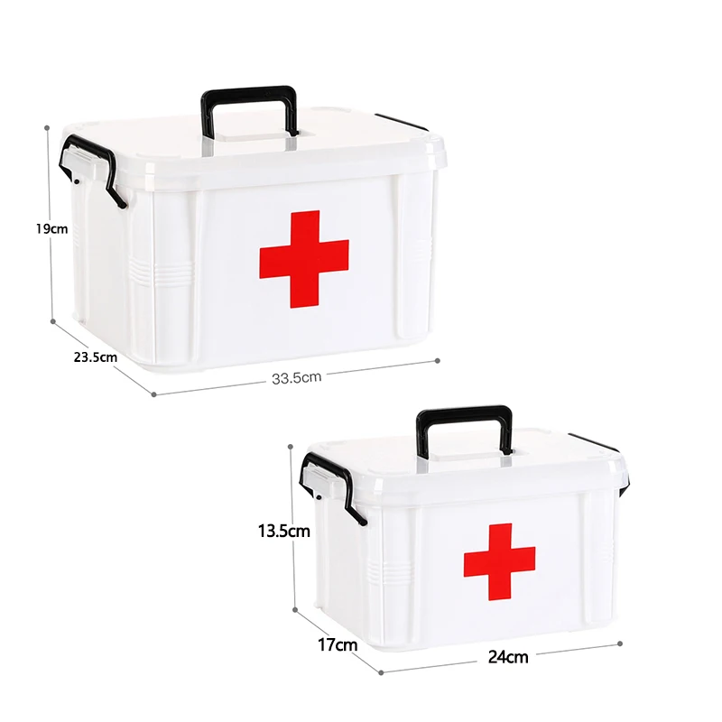 

2 Layer Multifunctonal Storage Box First Aid Kit Organizer With Handle Portable Kits PP Plastic Drug For Household Medical Kit