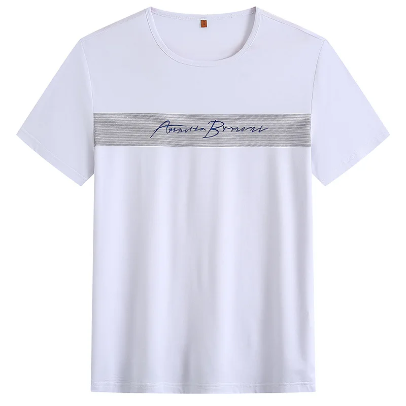

Fattening plus size round neck short sleeve T-shirt summer fat large men's half sleeve T-shirt loose casual T-shirt fashion
