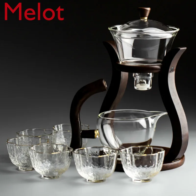 

Semi-automatic Tea Maker Glass Tea Set Home Gift Brewing Tea Bowl Lazy Tea Set Teapot Durable High Grade and Exquisite Minority