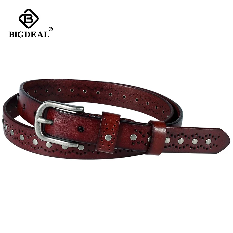 Ремень из натуральной кожи Женский регулируемый пояс с классической пряжкой