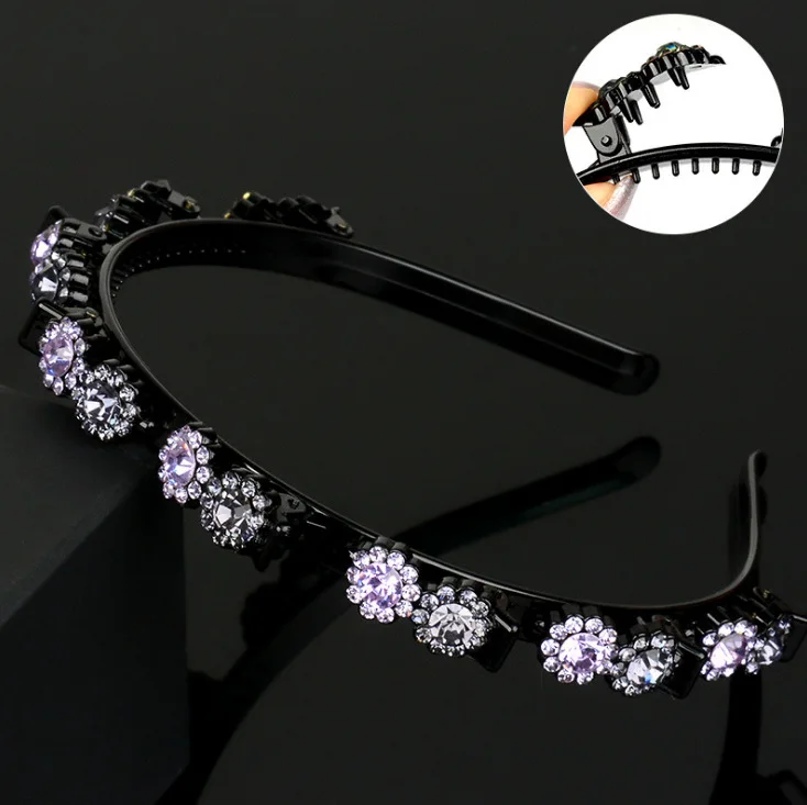 

Rhinestone Black Braider Hair Clip Burst Pin Hairdo Bring Hair Hoop Multi-storey Wisp Air Weave Head Hoop Styling Tool