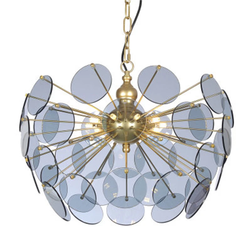 

Postmodern Minimalist Light Luxury Glass Chandelier Creative Design Clubhouse Restaurant Lighting LED Bulbs Chain Pendant Iron