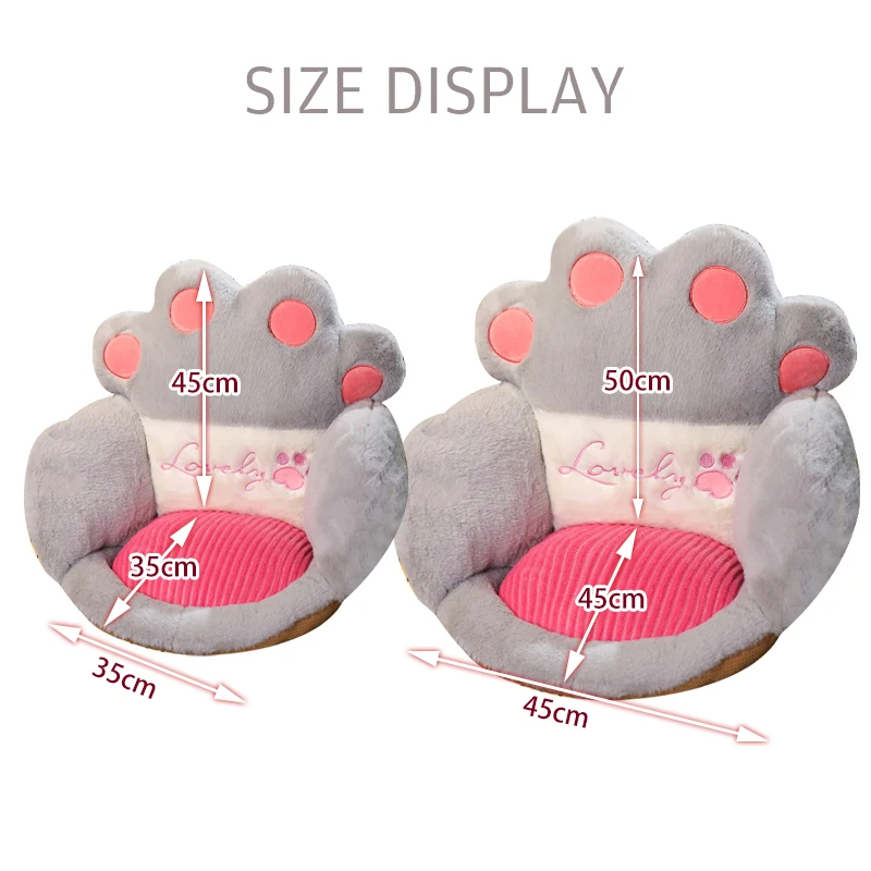 

Cat Bear Paw Plush Seat Cushion Indoor Floor Stuffed Sofa Colorful Animal Decor Pillow Thick Stool Butt Office Cushion 2 Size