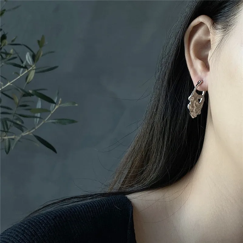 

RUIYI Real 925 Sterling Silver Women Luxury Fine Jewelry Stud Earrings Female Wedding Birthday Gift Irregular Abstract Earrings