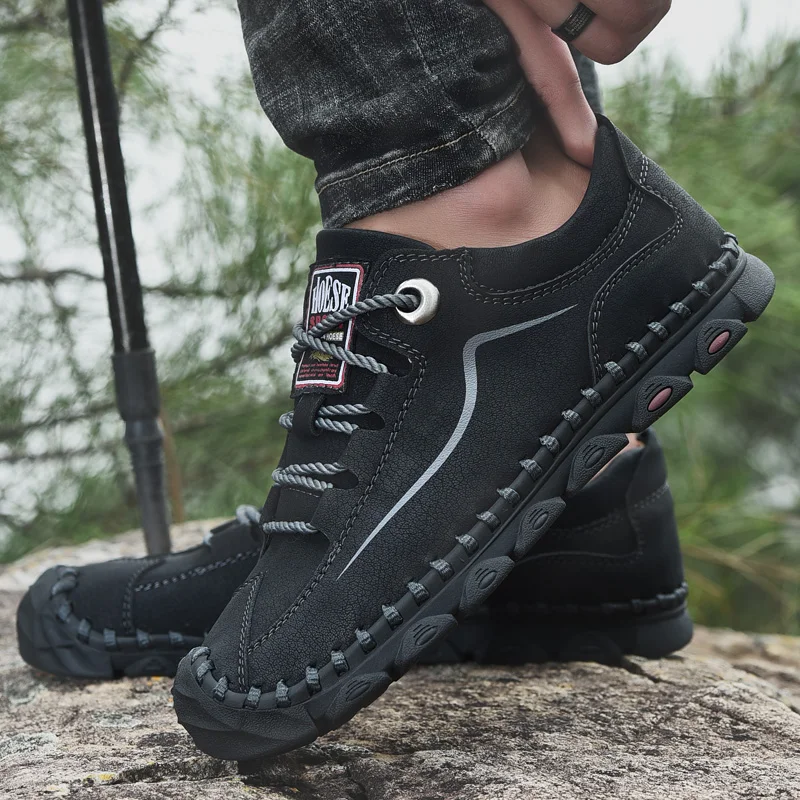 

Man Shoes Leather Sneakers Autumn Men's Casual Shoe lace up Fashion blacki Male Walking Footwear Leisure Soft flats men