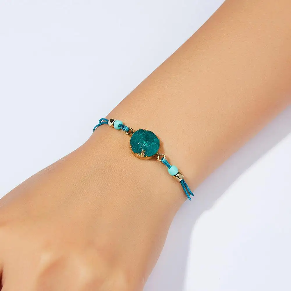 Belleper Загадай натуральный камень тканые бумага карты браслет Мода ручной работы