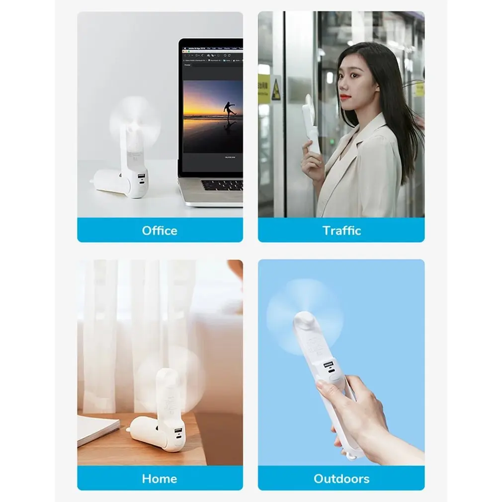 

Hand Held USB Spray Fan With Folding Design And Flashlight Portable Fan Folding Desktop Portable Mini Fan