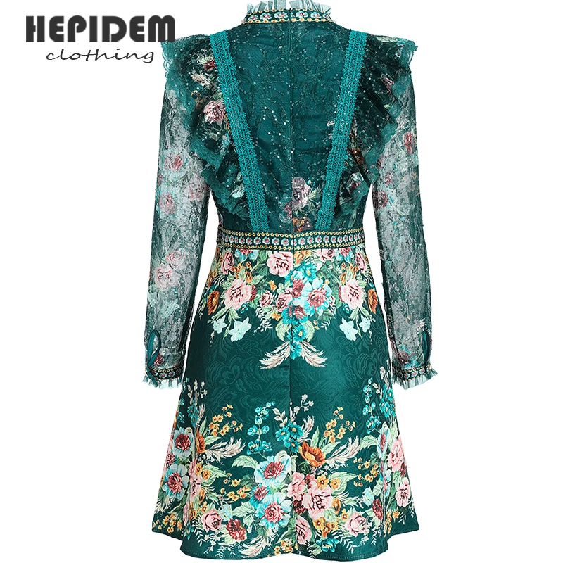 HEPIDEM Clothing платье с рукавами-фонариками приталенное элегантное цветочной