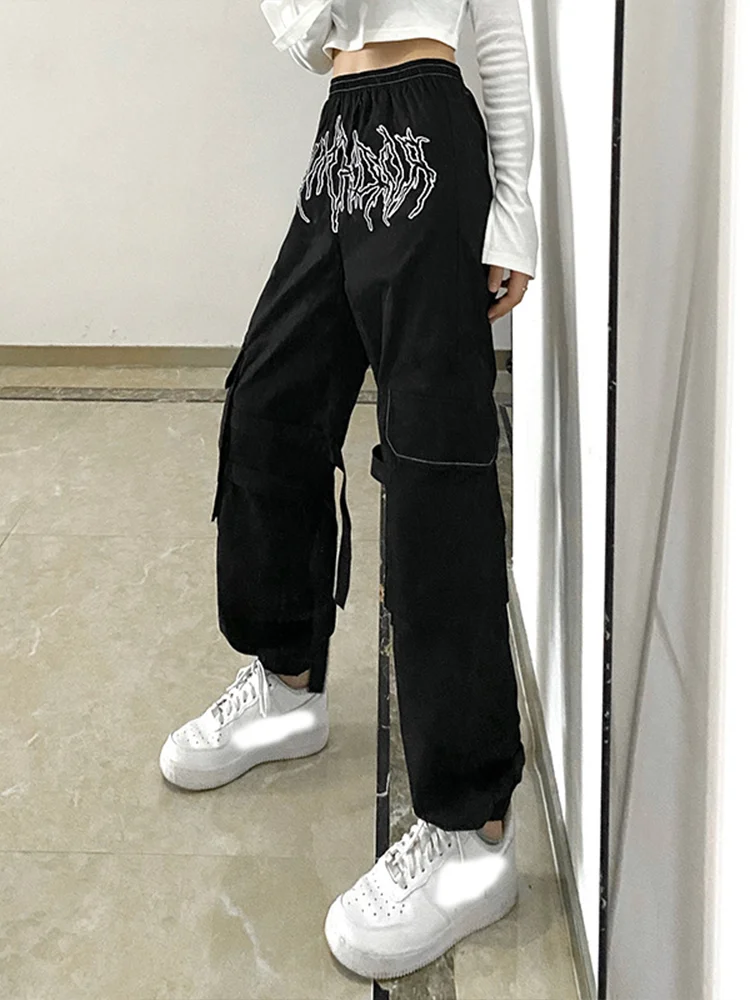 Винтажные штаны InsGoth с асимметричным рисунком для инструментов большими