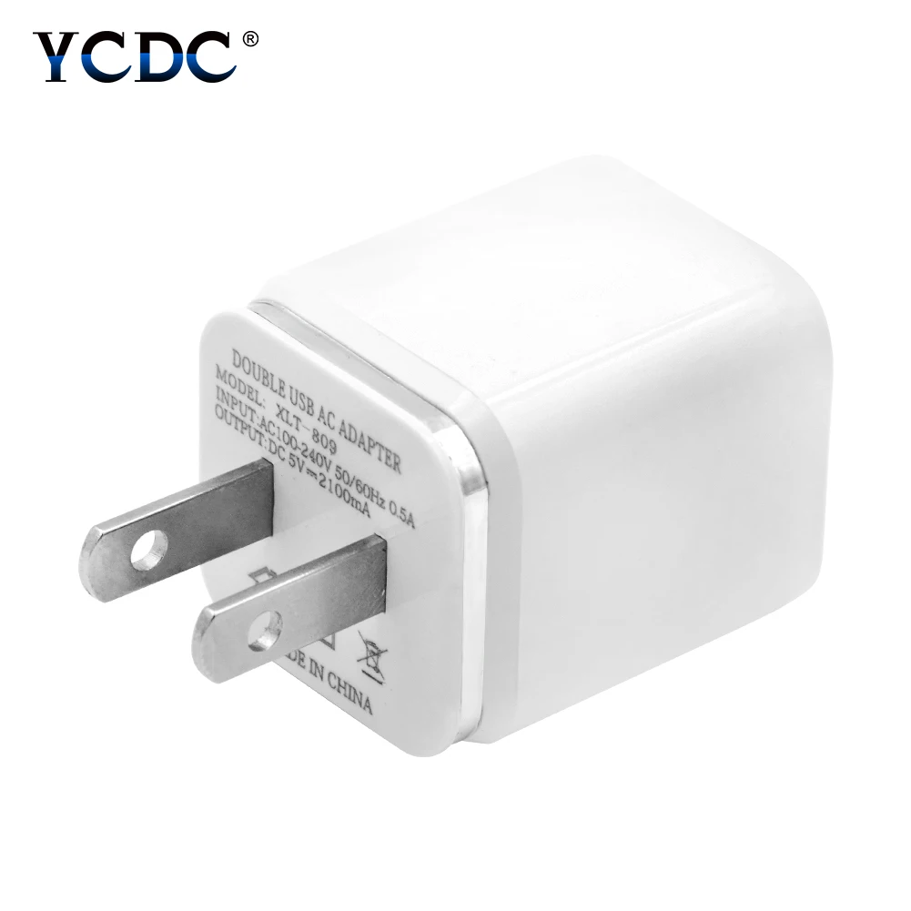 Настенное зарядное устройство для США и ЕС с двумя usb портами зарядки 5 в 1A 2.1A