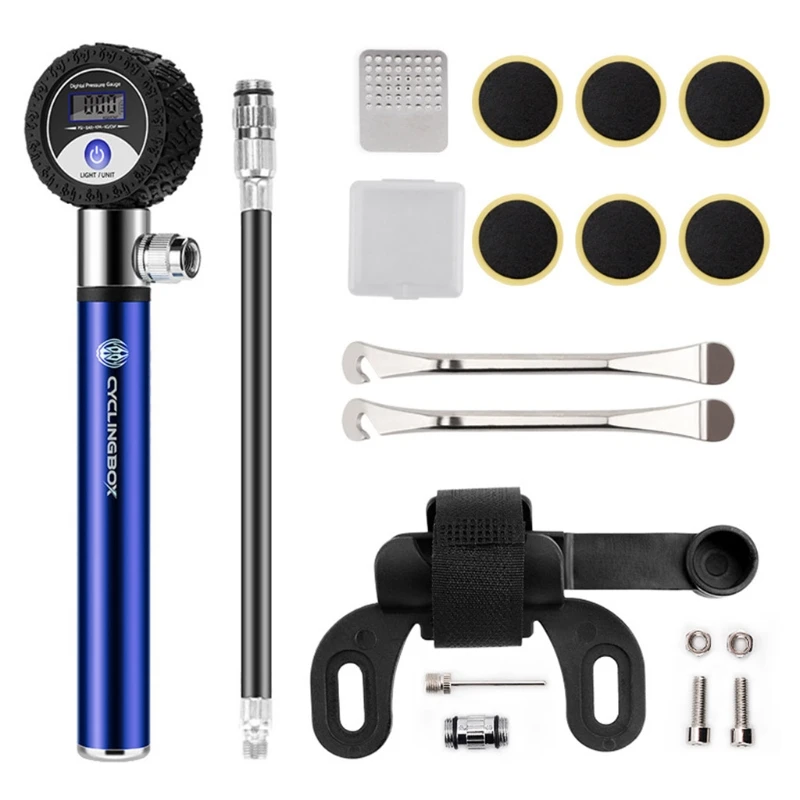 

M89D 120 PSI Bicycle Repair Kit& Bicycle Tire Pump, Home Bike Tool Portable Patches Fixes, Inflator, Bicycle Tire Pump