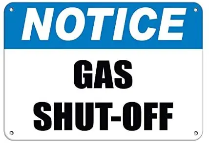 

Crysss Warning Sign Notice Gas Shut Off Hazard Sign Emergency Road Sign Business Sign 8X12 Inches Aluminum Metal Sign