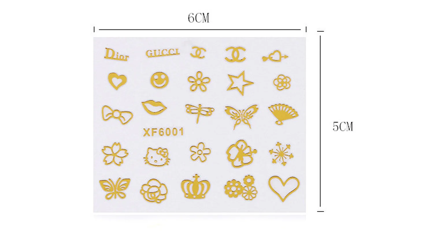 DIY 3D golden Sticker Design Nail Art Decopration For Nails Decoration Gold Stripes Flower Manicure | Красота и здоровье