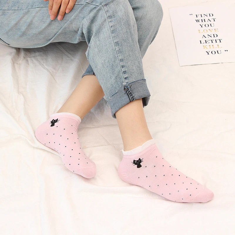 Летние женские хлопковые носки 5 пар/лот = 10 шт. модные неглубокие