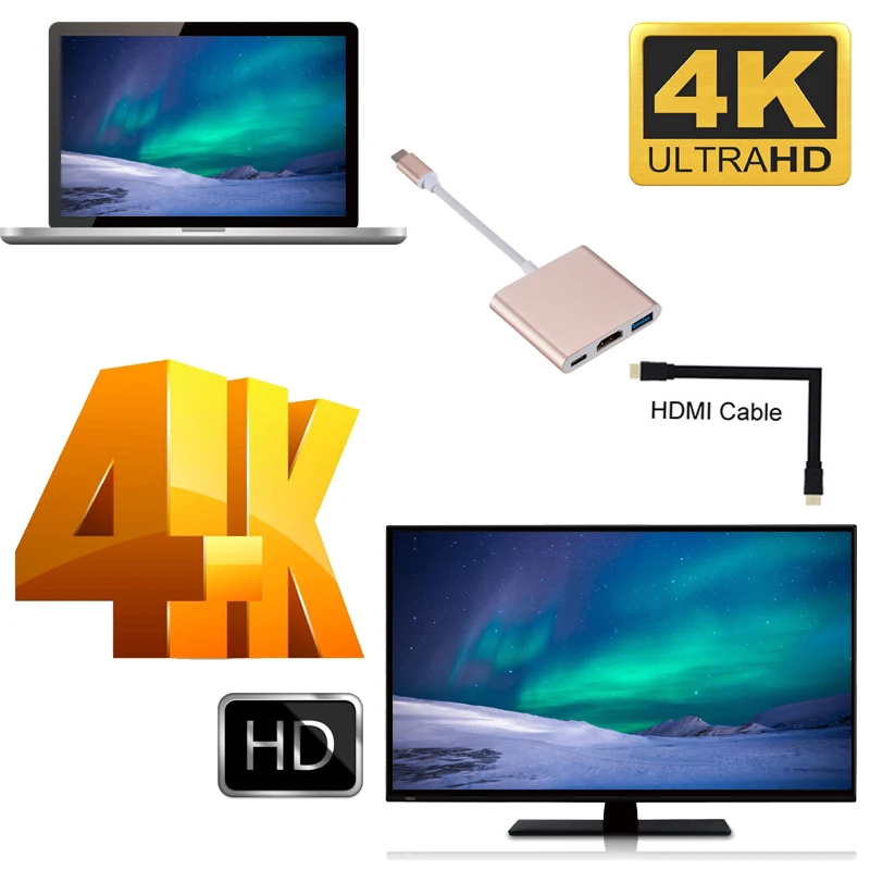 Конвертер USB C Type-To 3 0/Type 4K для Macbook Pixel Type-c адаптер KEBIDU USBC 1 | Электроника