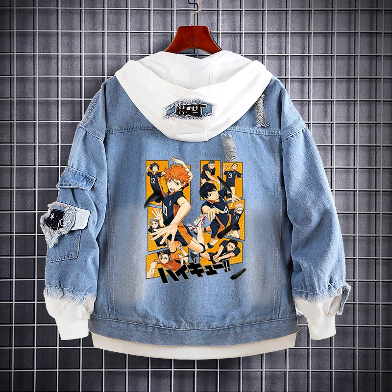 Аниме Haikyuu! Джинсовые джинсы костюм для косплея весенне-осенняя толстовка с