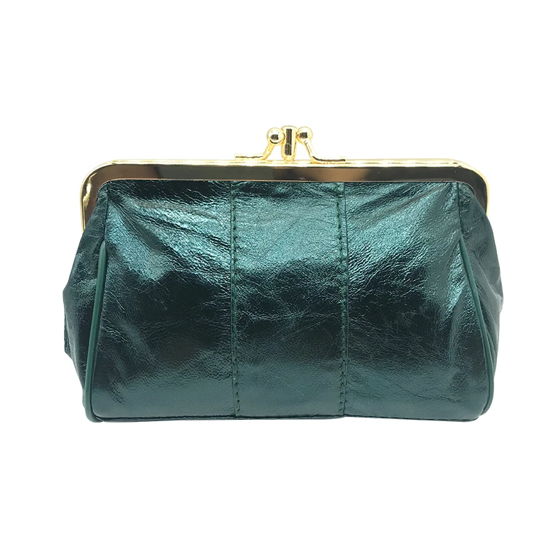 shiny green018 NICOLE& CO женский кошелек для монет из натуральной кожи держатель для карт кошелек с металлической рамкой кошелек для девочек маленький мешок для монет - Цвет: shiny green018