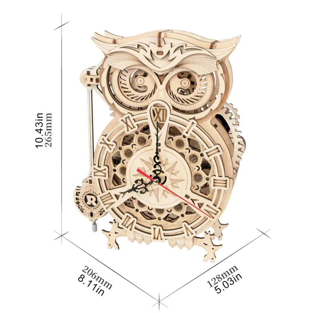 161pcs Creative DIY 3D Owl Clock Wooden Model Building Block Kits Assembly Toy Gift for Children Adult | Игрушки и хобби