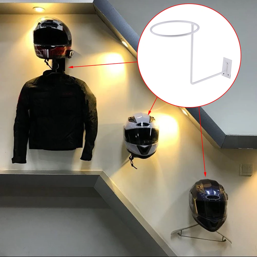 

Motorcycle Steel Helmet Hanger Wall Mount Display & Organize Storage Rack