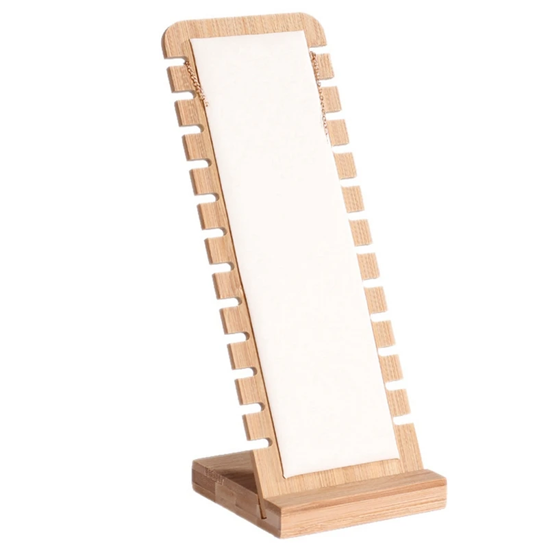 

2PCS Bamboo Wood Fashion Jewelry Necklace Display Stand Solid Wood Pendant Stand, Black & White