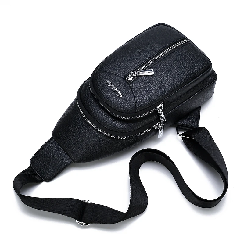 Men PU leather Chest Bag Male Casual Functional Fanny Waist Bag Money Phone Belt Bag Sports Chest Bag Belt Pack Outdoor ZX-073.
