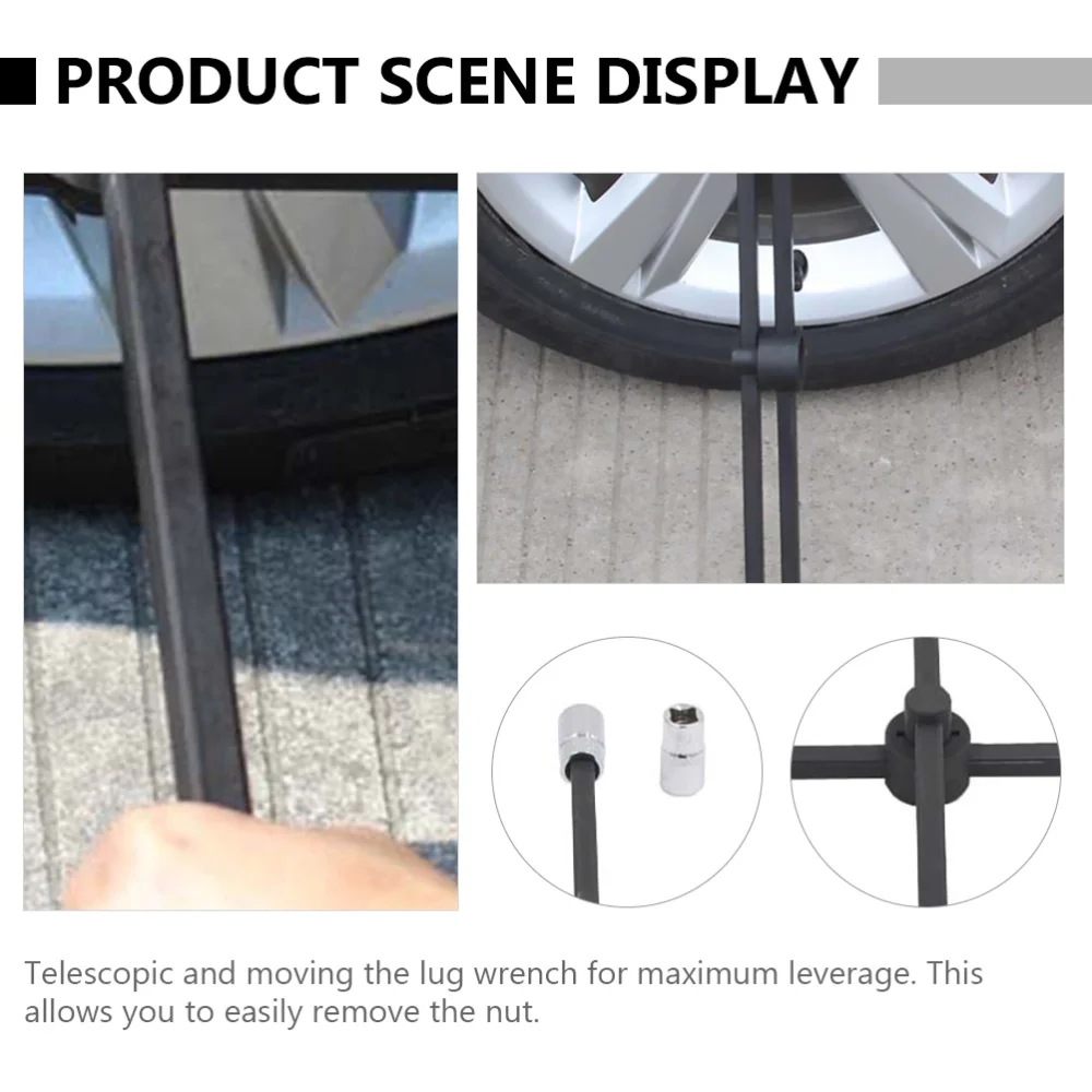 

Car Tire Cross Folding Wrench 4-Way Wheel Lug Nut Universal Wrench Spanner