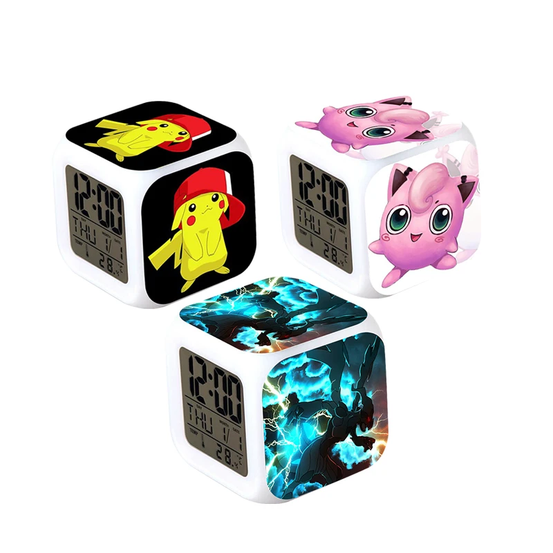 Pokémon Pet Alarm Clock LED Digital 7Color Changing Light Night Glowing Kids Desk Children Gift часы будильник | Дом и сад