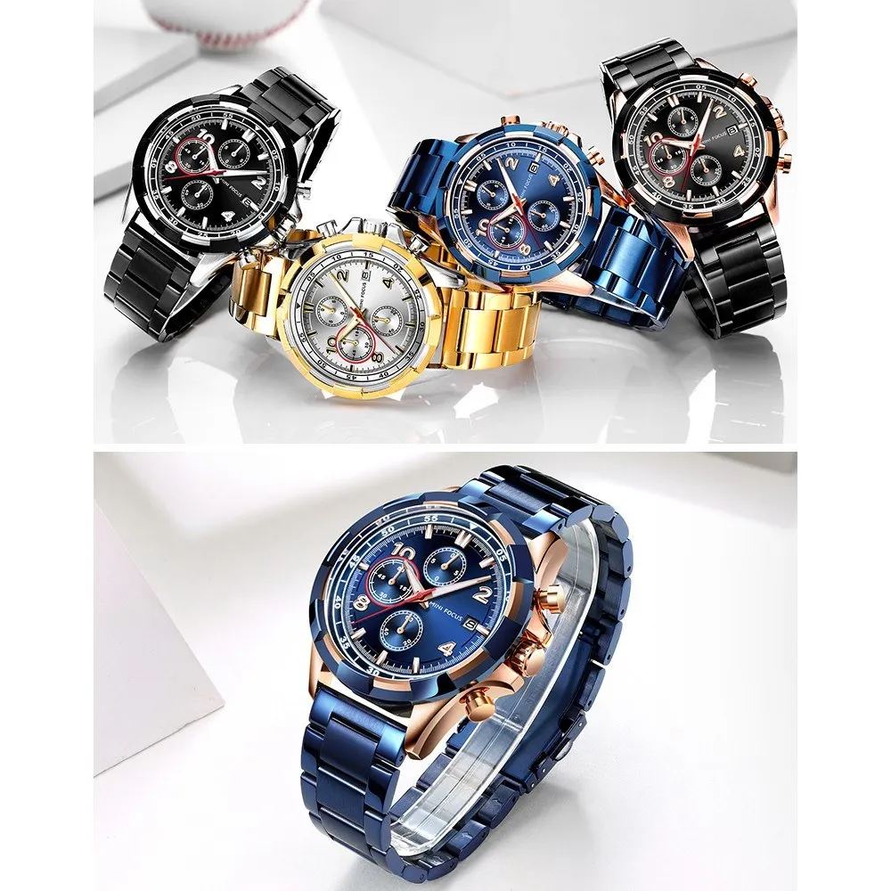 

Men Watch Stainless Steel Strap Quartz Movement Simple Wristwatch Time Display Casual Waterproof Clock for Male