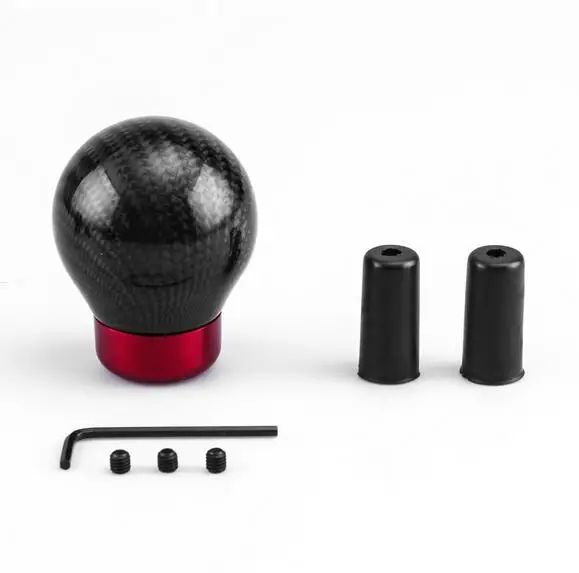 

Universal Car Black Red Carbon Fiber Knobs MT Aluminum Gear Shift Knob Gearshift Shifter Stick Knob Lever Headball MT AT Knobs