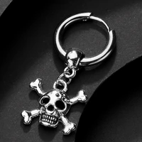 1pc rock punk hiphop cool skull pendant hoop women men circle ear stud piercing clip on fashion earrings wholesale dropshipping