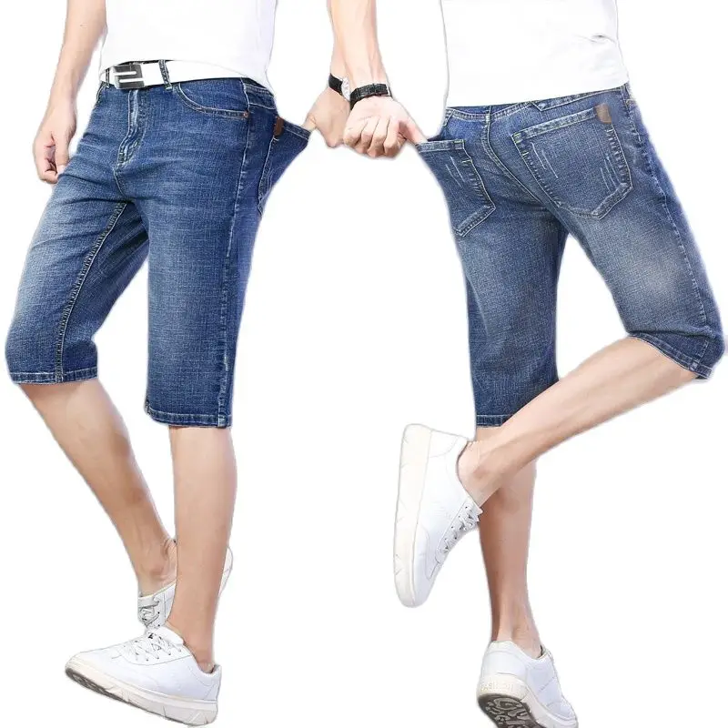 

Summer New Men's Denim Shorts Good Quality Short Jeans Men Cotton Solid Straight Short Jeans Male Casual Short Jeans